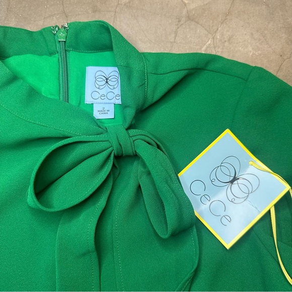 CeCe Women’s Tie Neck Mini Shift dress in Lush Green Sz 2 - Picture 11 of 11